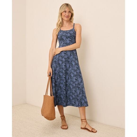 Pact Floral Midi Dress Blue Scoop Neck Pullover Sleeveless Sz 3XL Women's - Picture 1 of 10